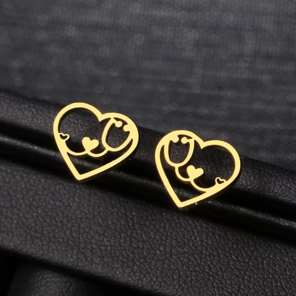 Heart stethoscope earrings